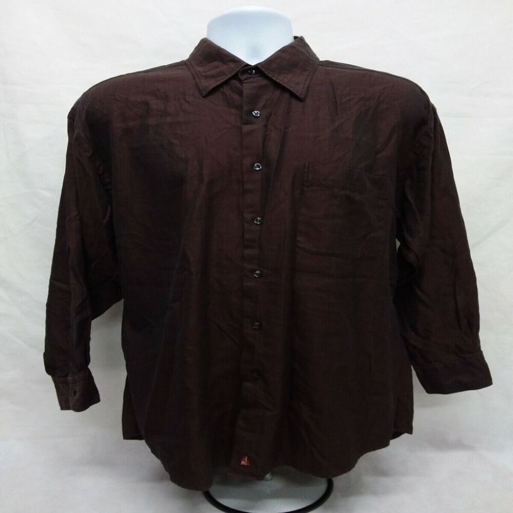 Men's 16.5 33 Nordstrom Long Sleeve Brown Striped Dress Shirt